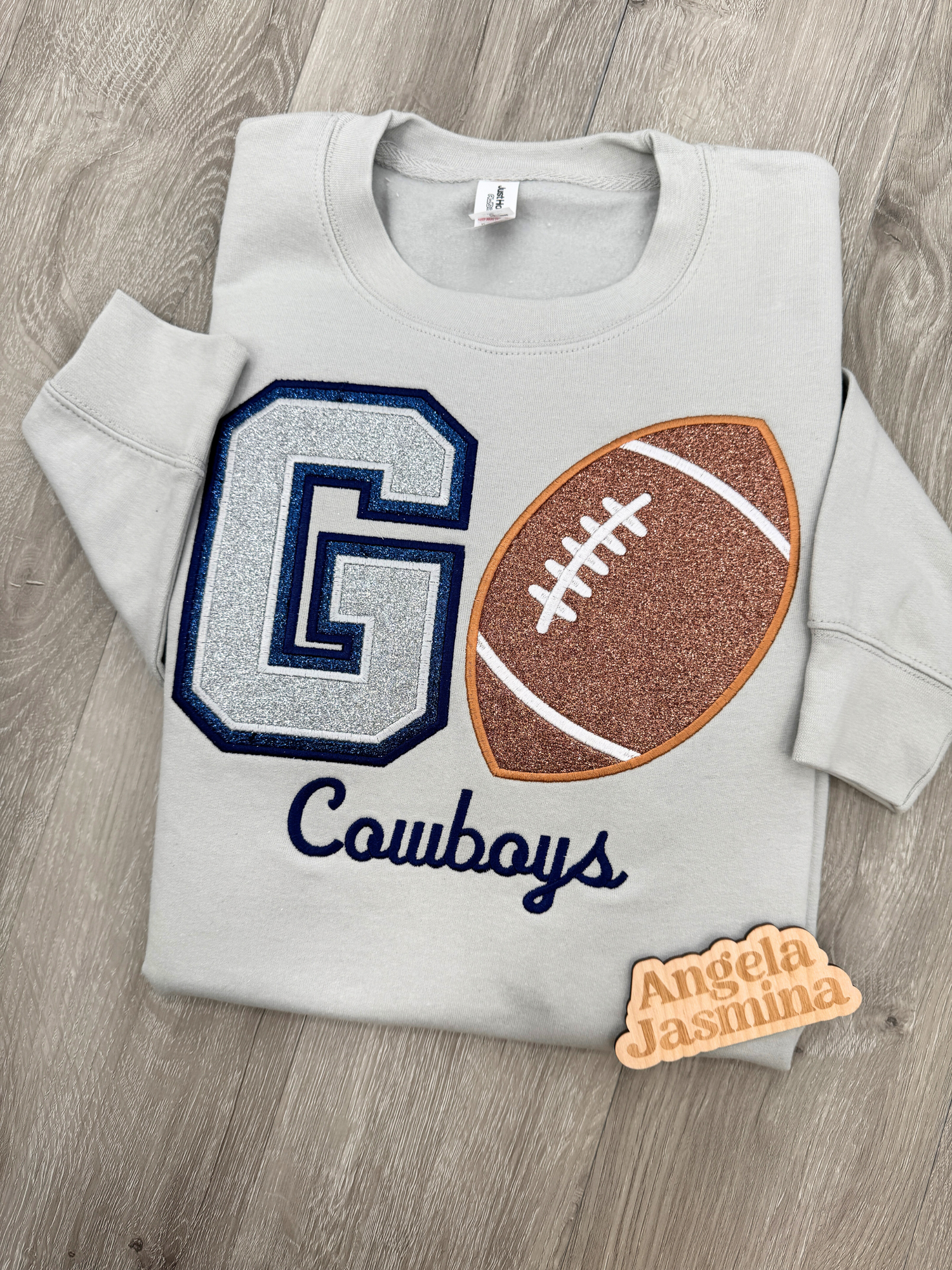 Go Football Cowboys Glitter Embroidered Sweatshirt