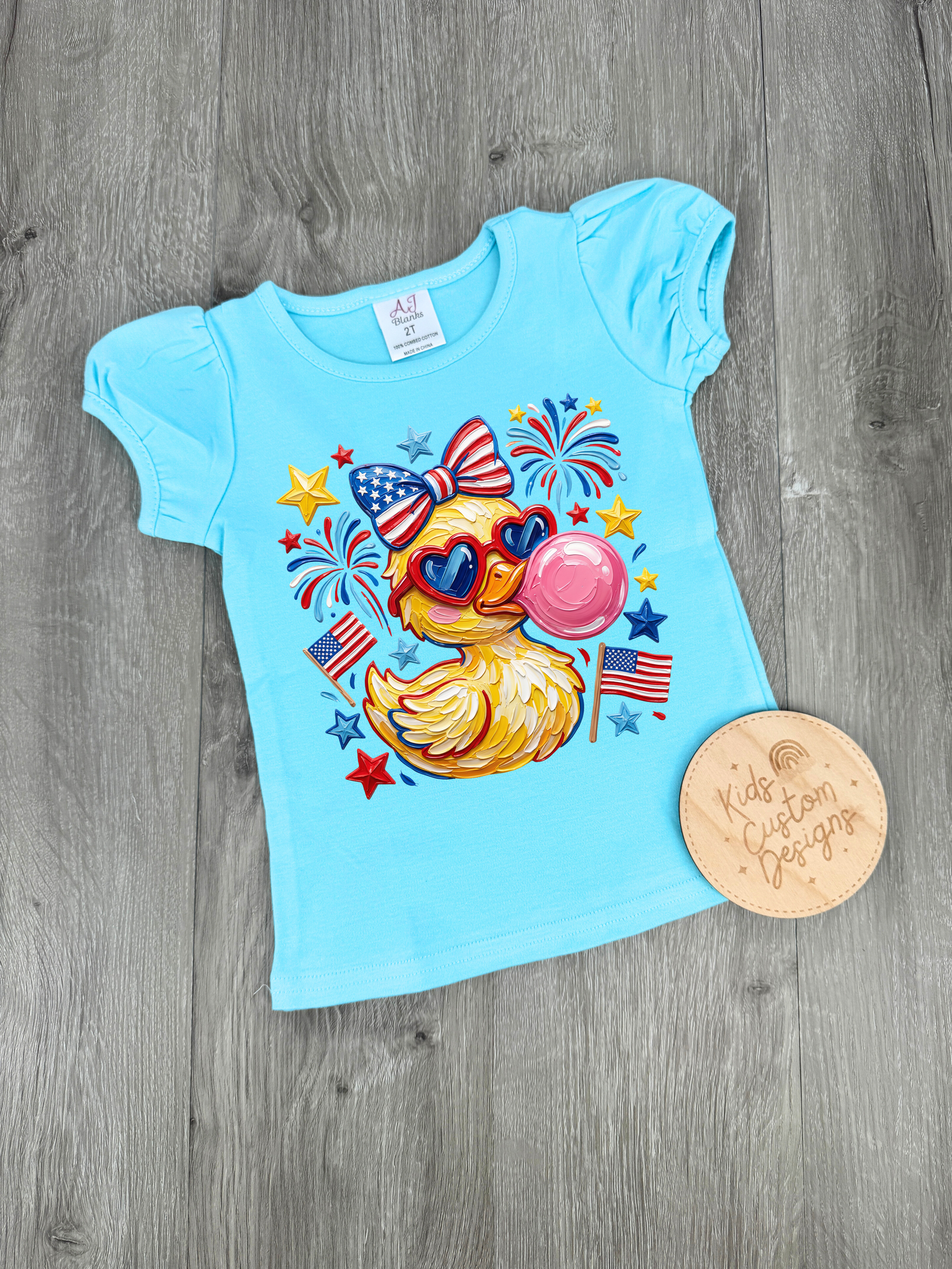 KIDS USA Duck with Fireworks DTF Transfer