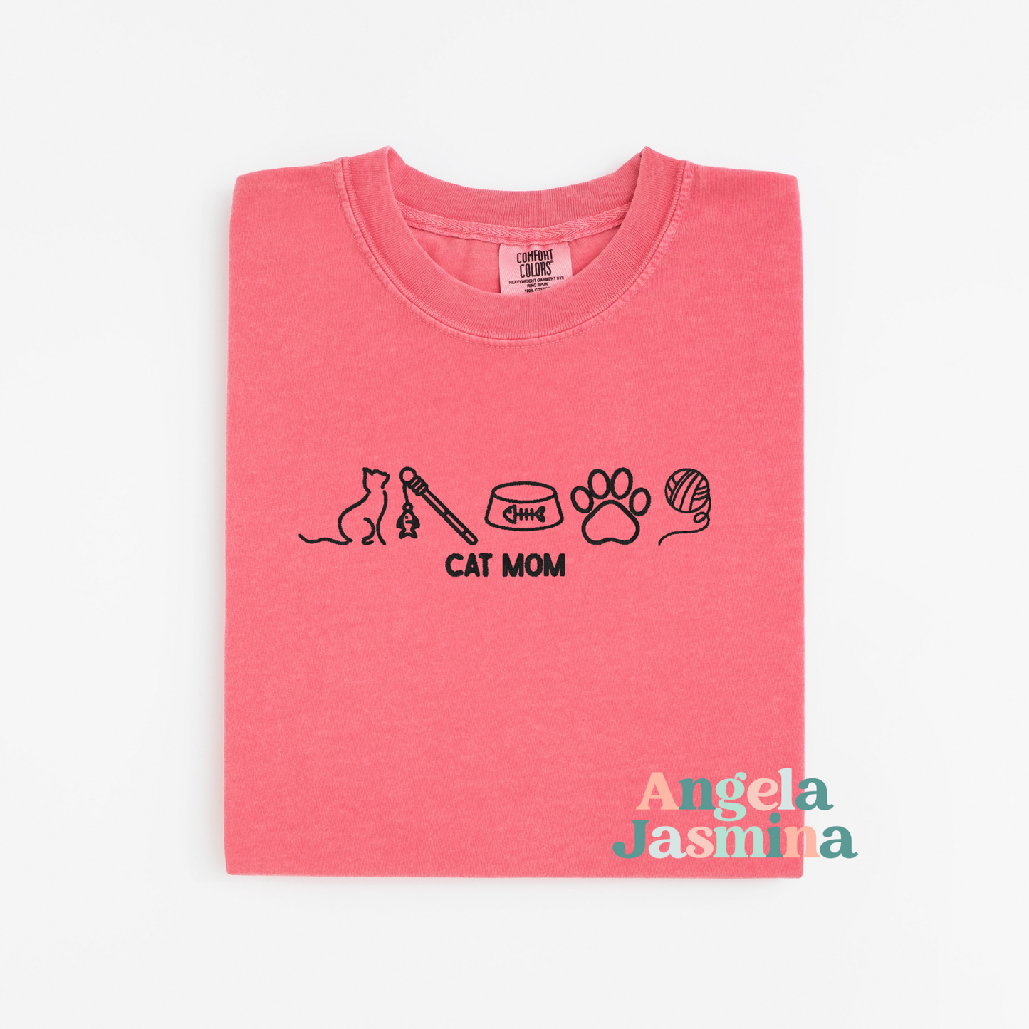 Cat Mom Embroidered Comfort Colors Shirt