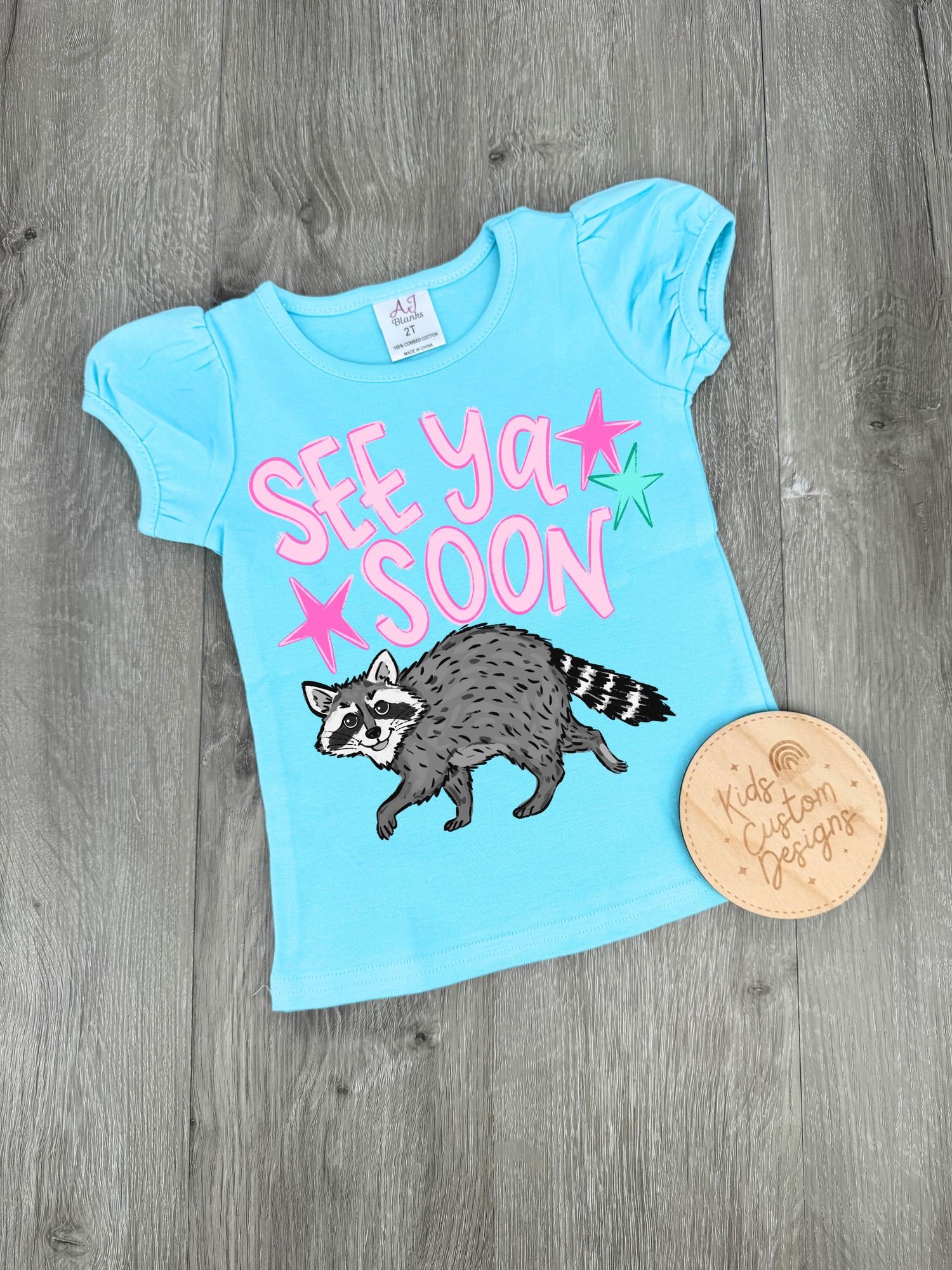 KIDS See ya soon raccoon DTF Transfer