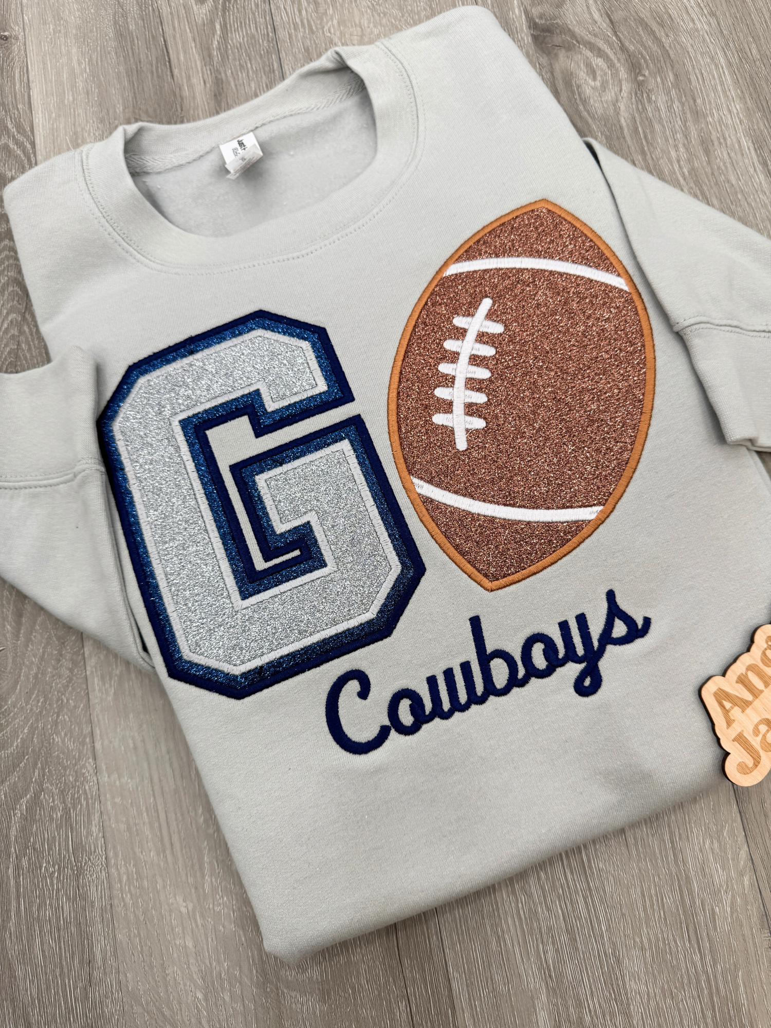 Go Football Cowboys Glitter Embroidered Sweatshirt