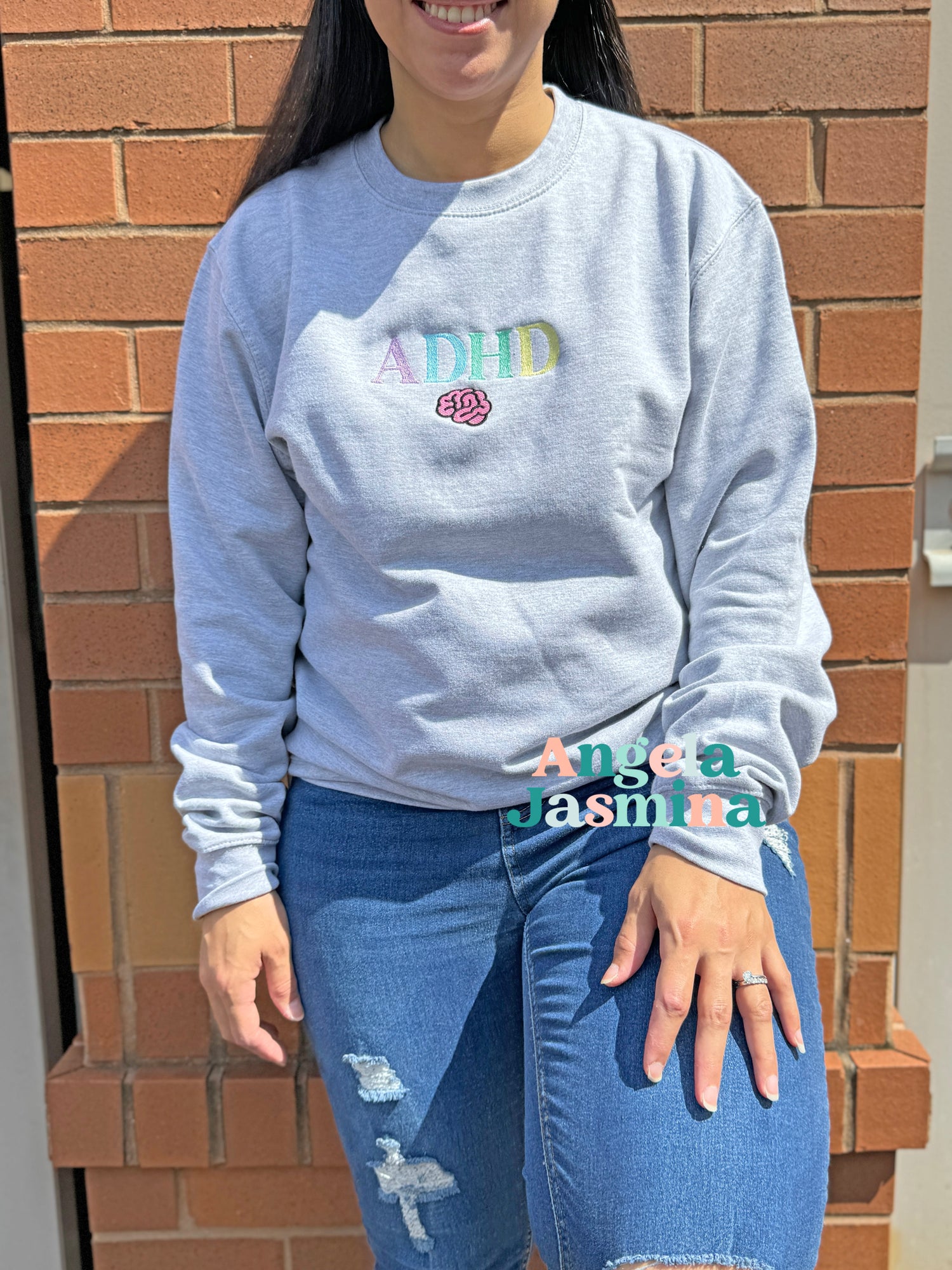 ADHD Brain Embroidered Crewneck Sweatshirt