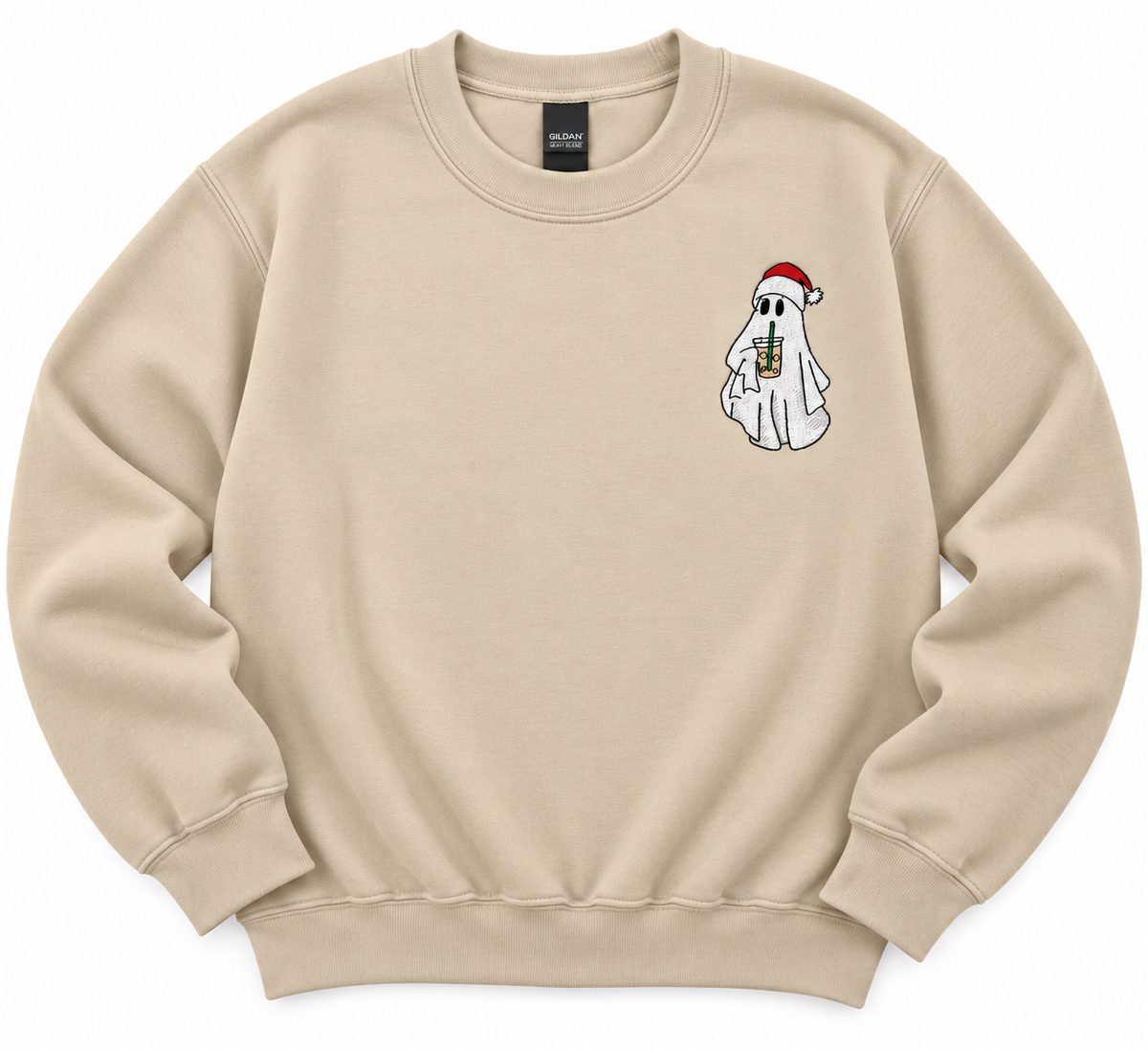 Christmas Coffee Ghost Embroidered Sweatshirt
