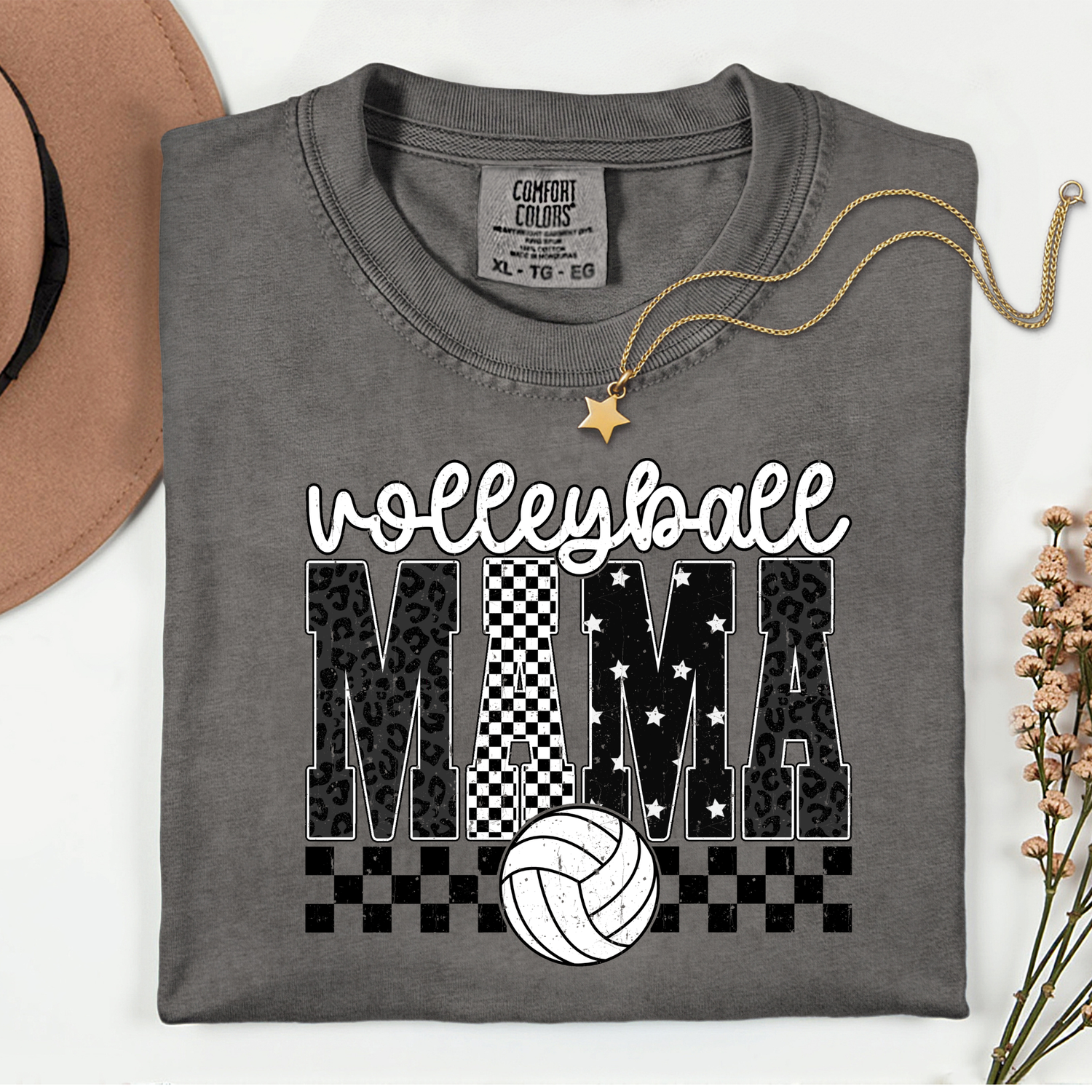 ADULT Volleyball Mama with Checkers DTF TRANSFER