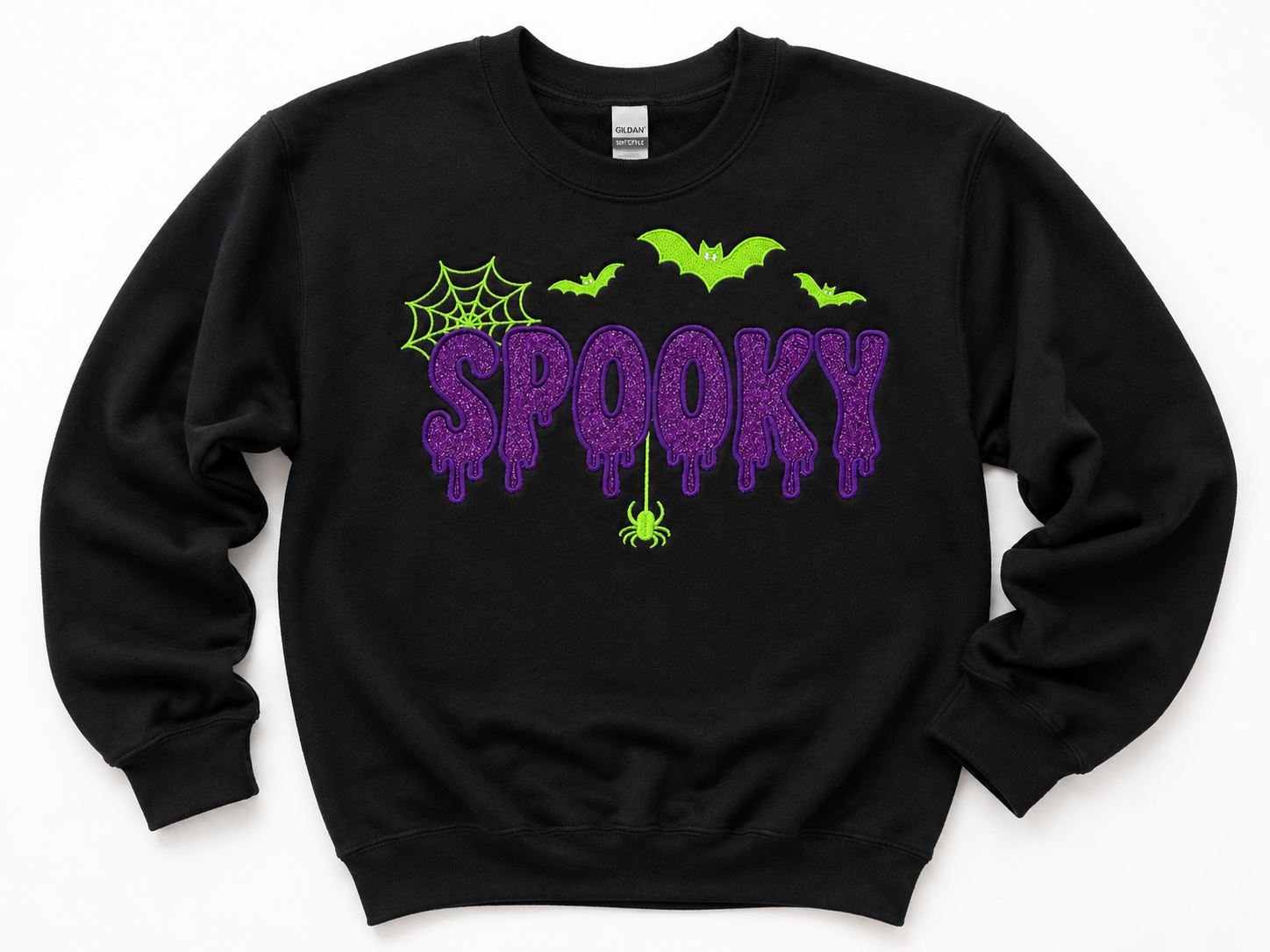 Spooky Season Drip Glitter Embroidered Sweatshirt