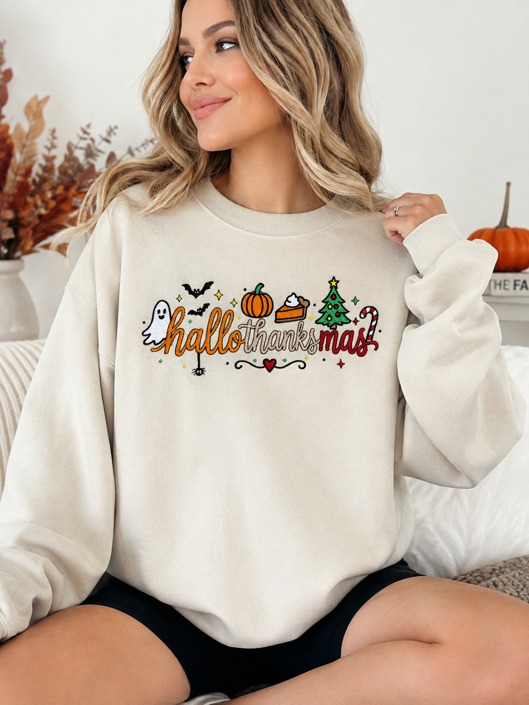 Hallothanksmas Embroidered Sweatshirt
