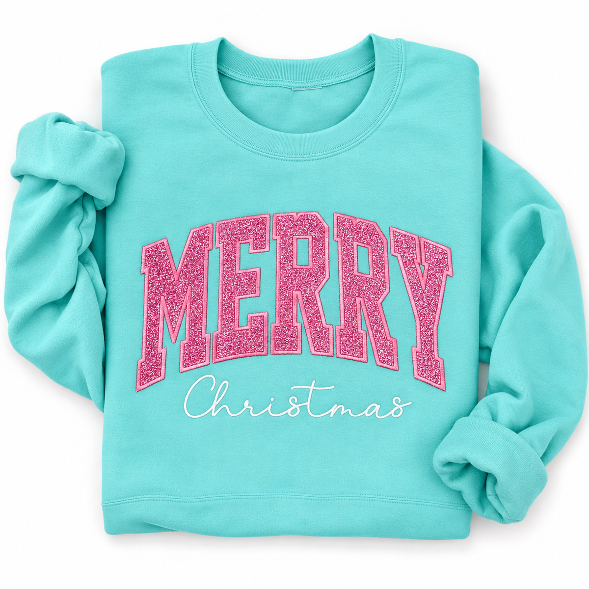 Merry Christmas Glitter Embroidered Sweatshirt
