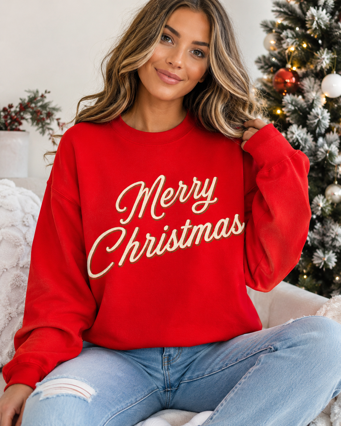 Merry Christmas Embroidered Sweatshirt