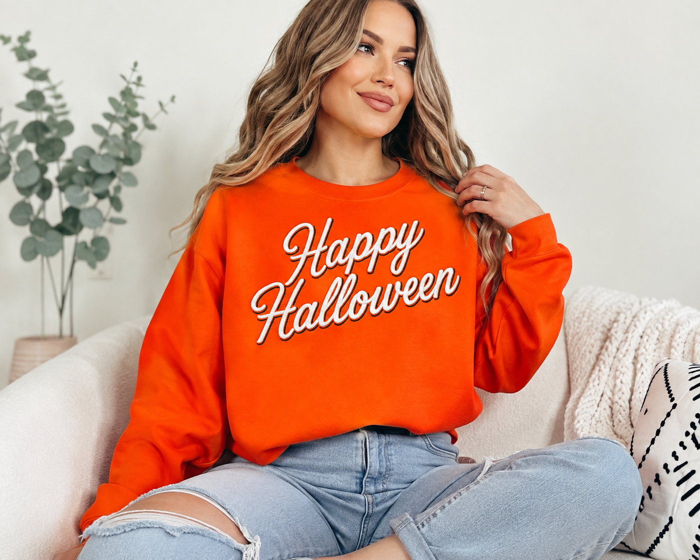 Happy Halloween Embroidered Sweatshirt