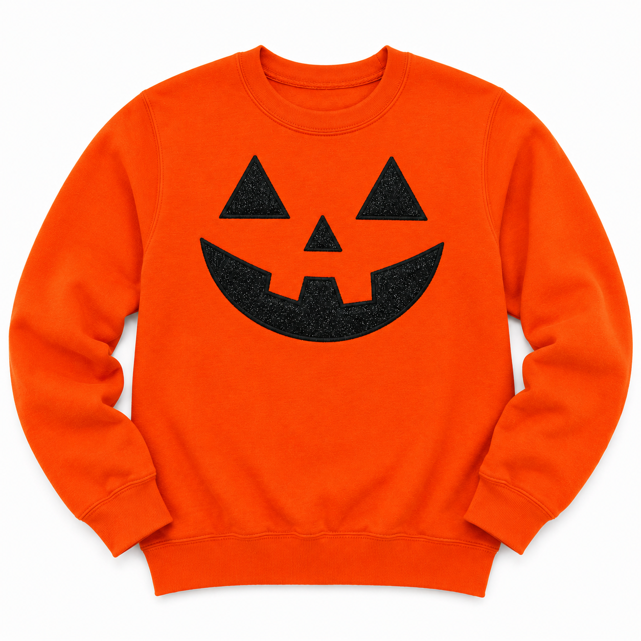 Pumpkin Glitter Face Embroidered Sweatshirt
