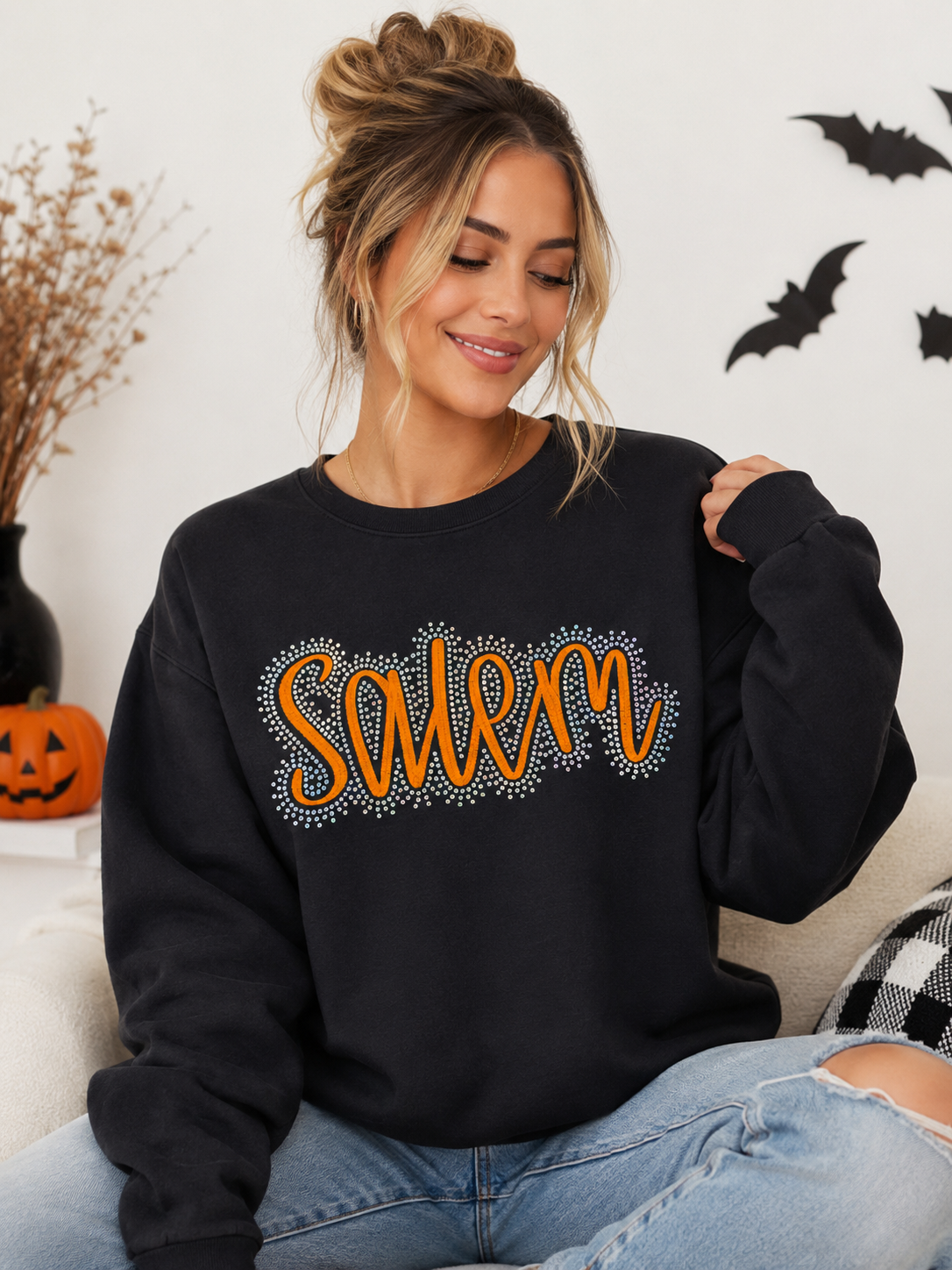 Salem  Embroidery and Bling  Sweatshirt
