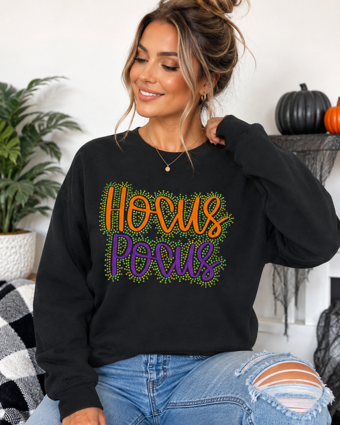 Hocus Pocus Embroidery and Bling Sweatshirt