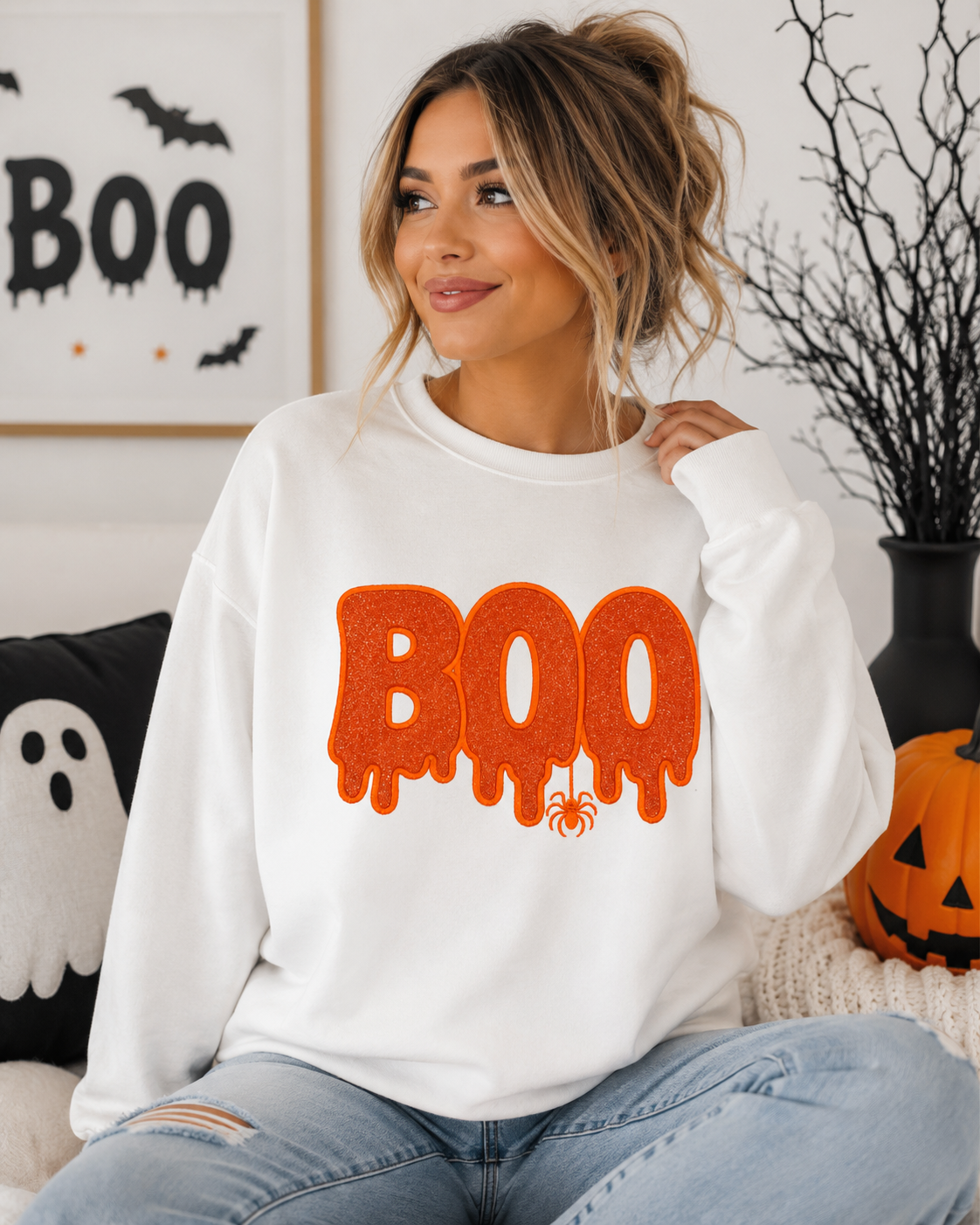 Boo Embroidered Sweatshirt