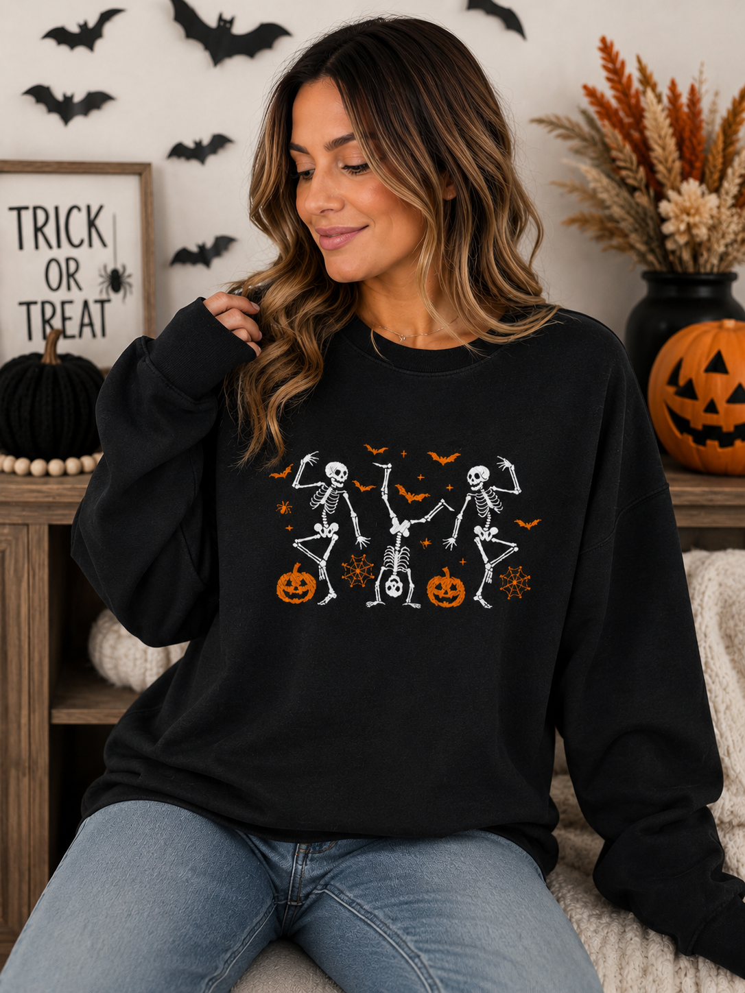 Dancing Skeletons Embroidered Sweatshirt