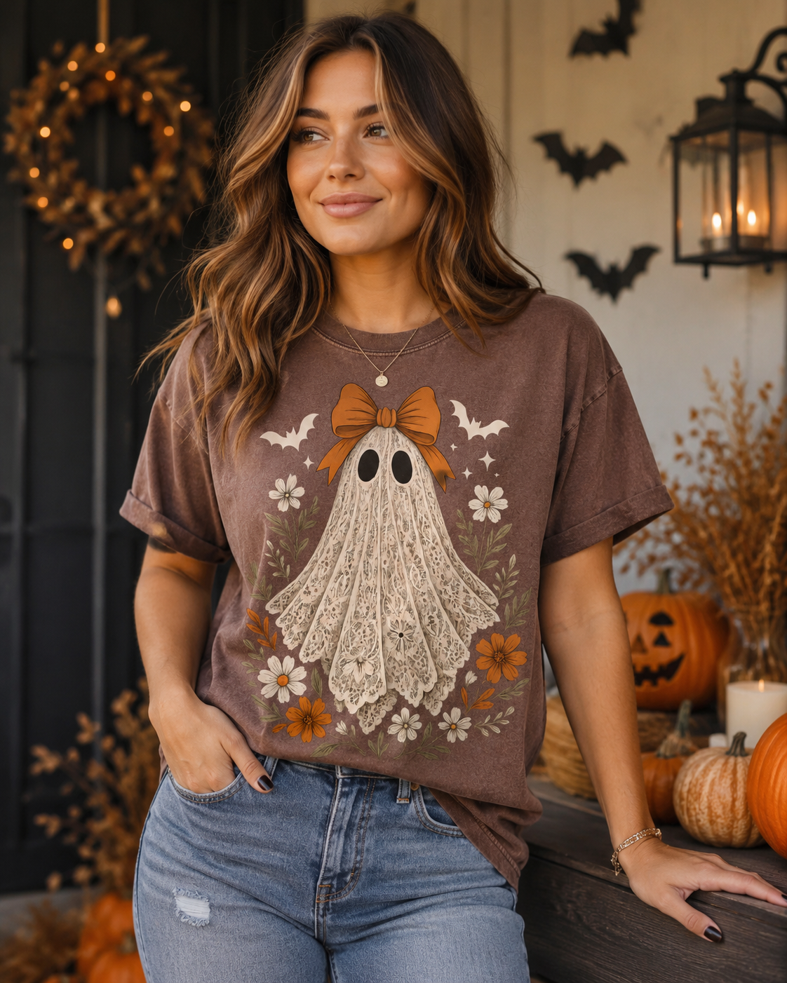 Floral Ghost Comfort Colors Tee