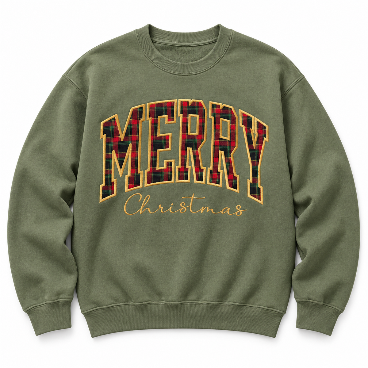 Merry Christmas Green Embroidered sweatshirt