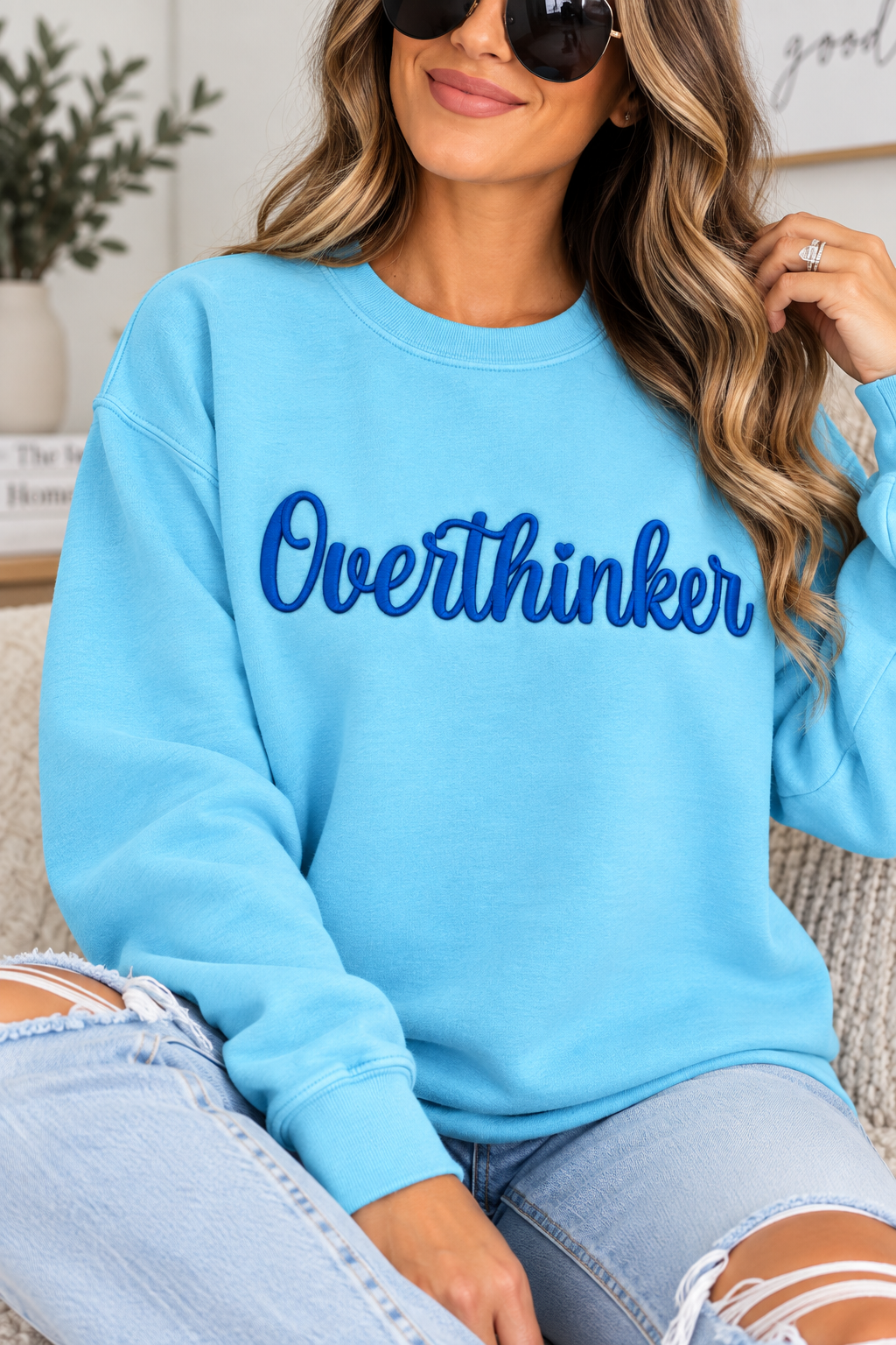 Overthinker Puff Embroidered sweatshirt