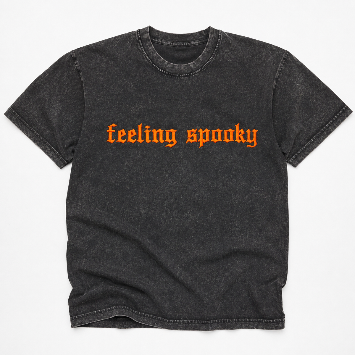 Feeling Spooky Acid Wash Embroidered Shirt