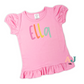 Girls Personalized  Embroidered Ruffle Rainbow Shirt