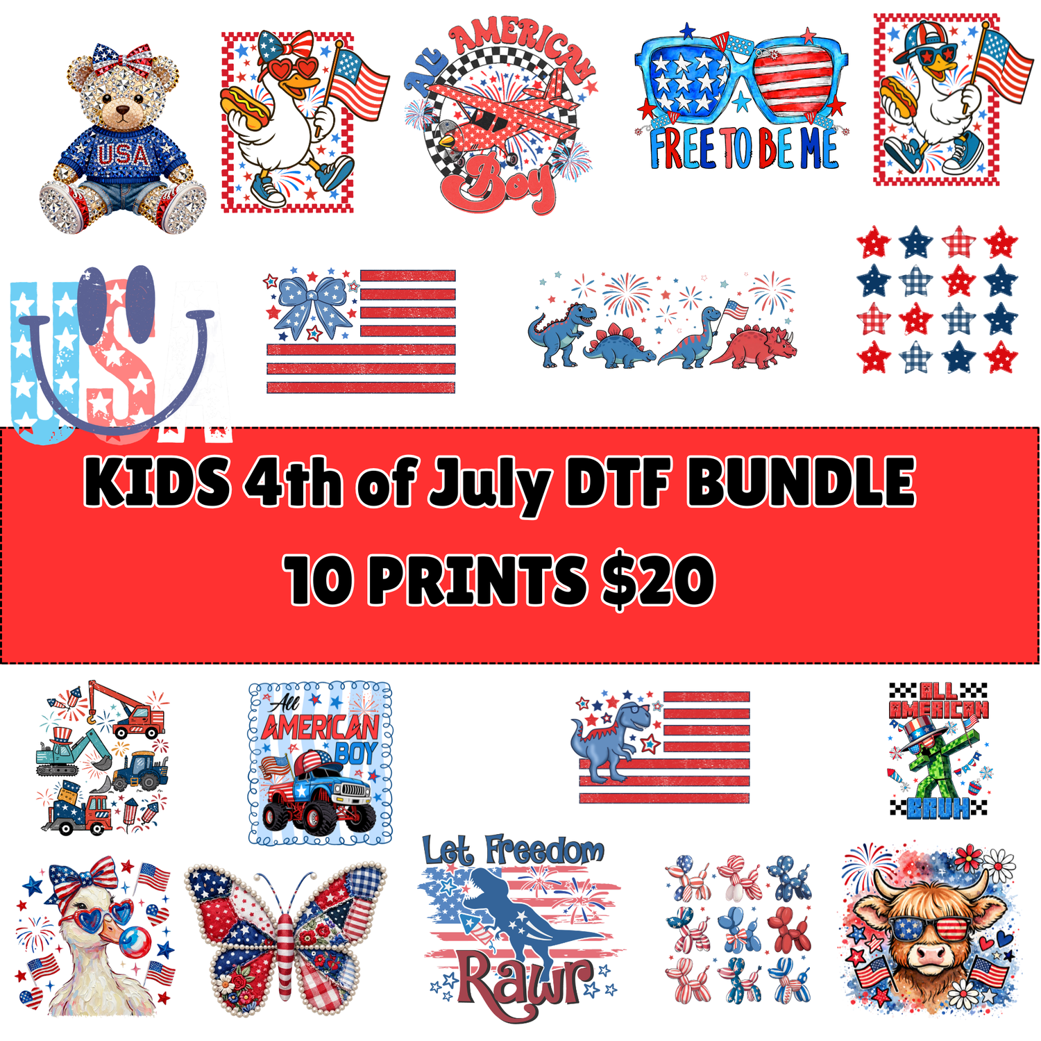 KIDS 4th of July Patriotic DTF bundle