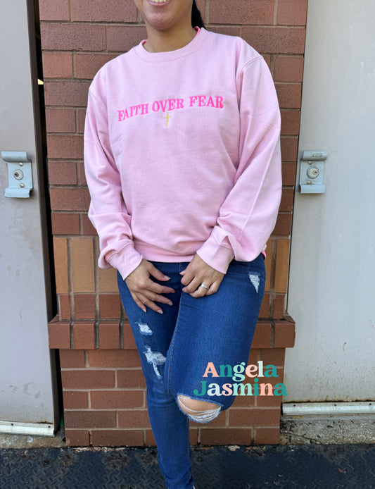 Faith Over Fear Embroidered Sweatshirt