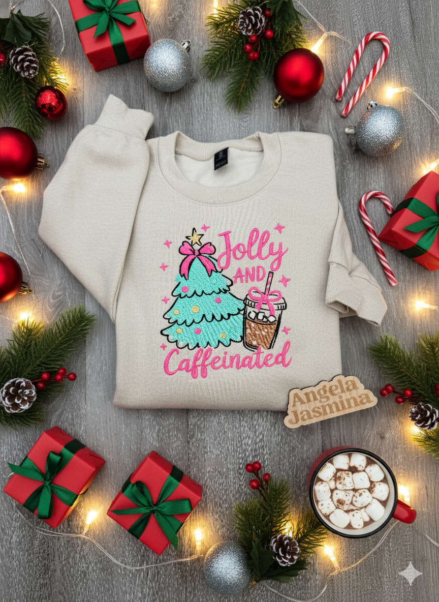 Jolly & Caffeinated Embroidered Sweatshirt