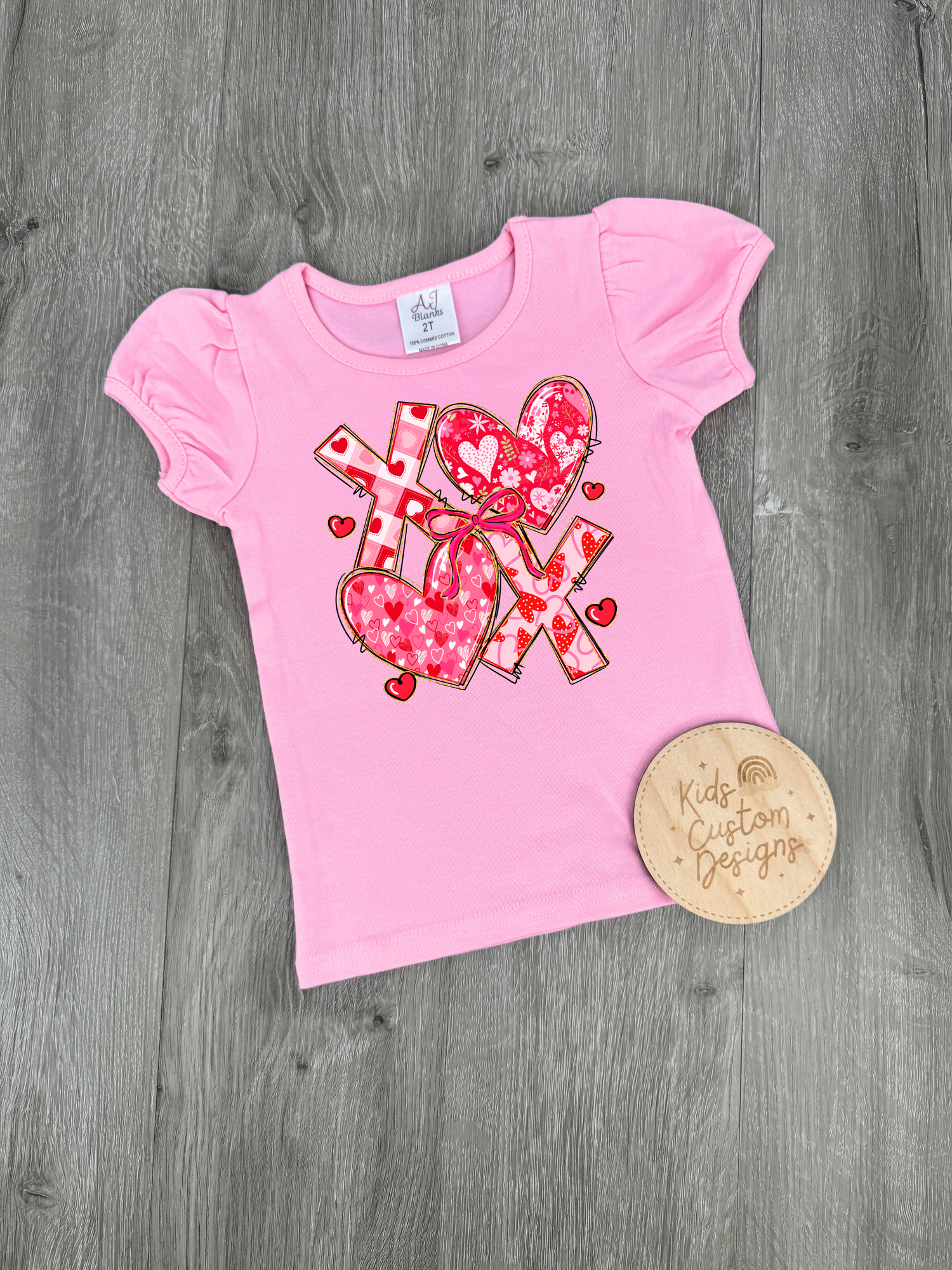 KIDS XOXO Pink Hearts Valentine DTF TRANSFER