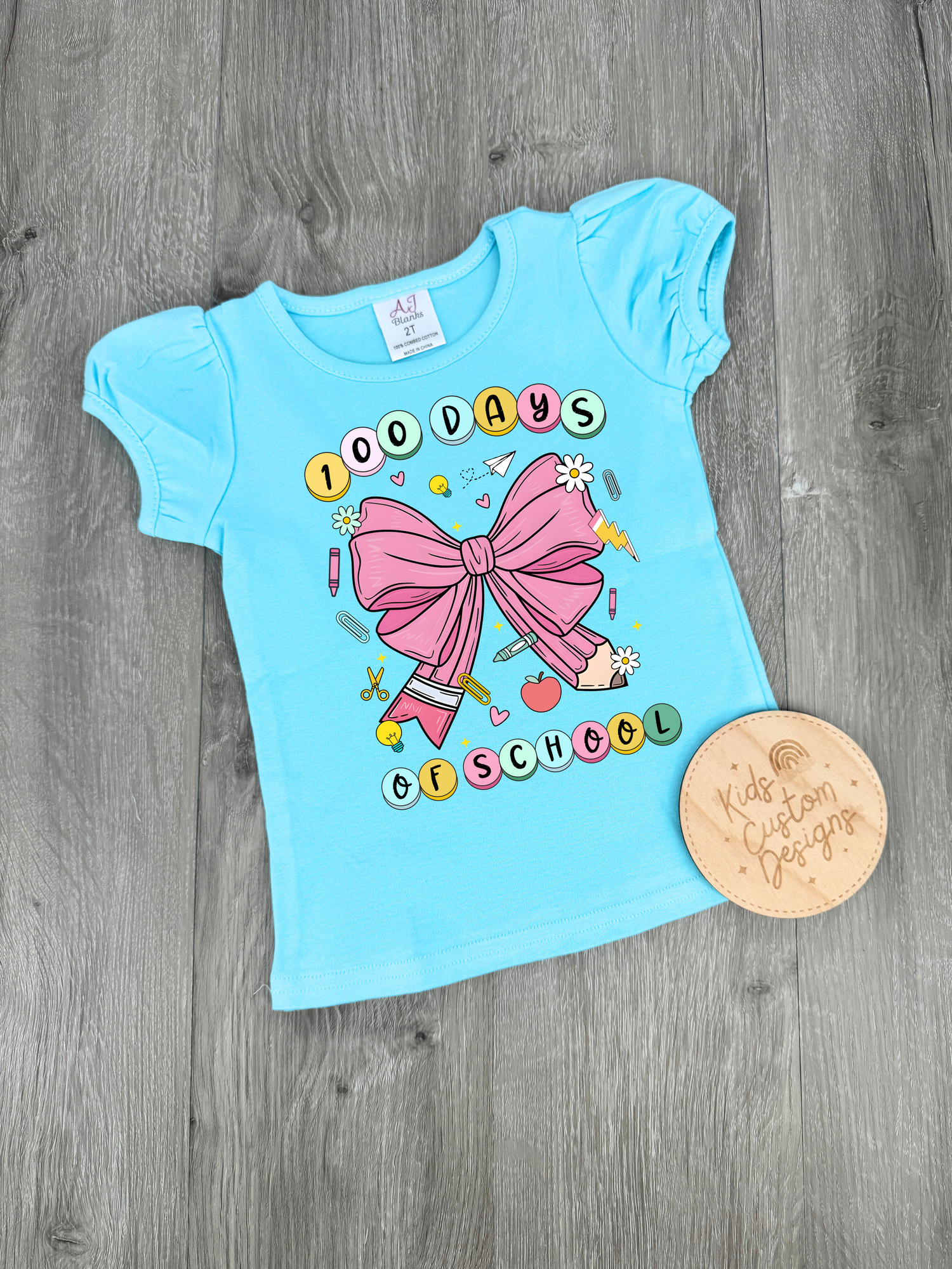 KIDS 100 Days of School Charms Pencil Bow DTF TRANSFER