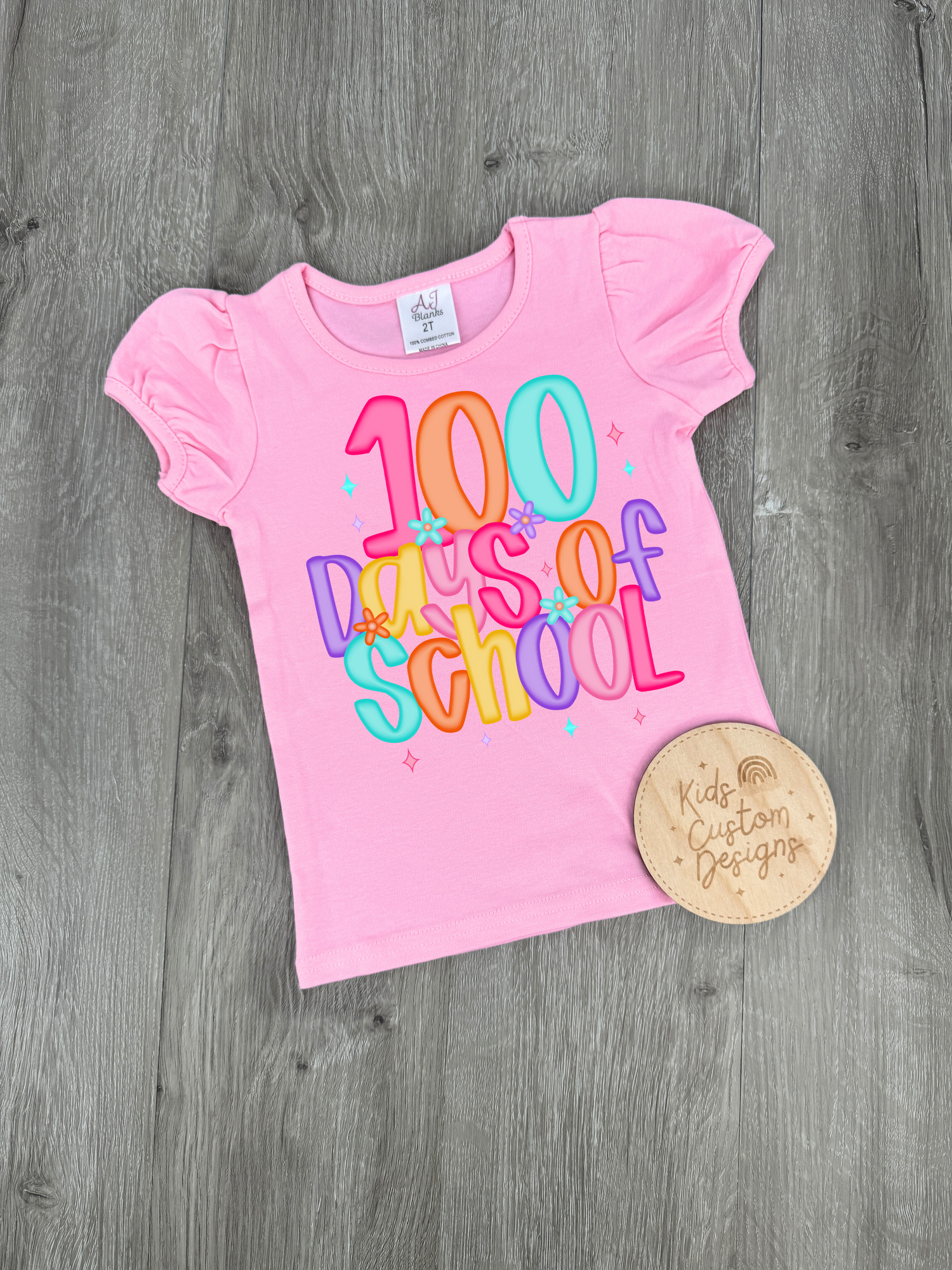 KIDS 100 Days of School Rainbow Floral DTF TRANSFER