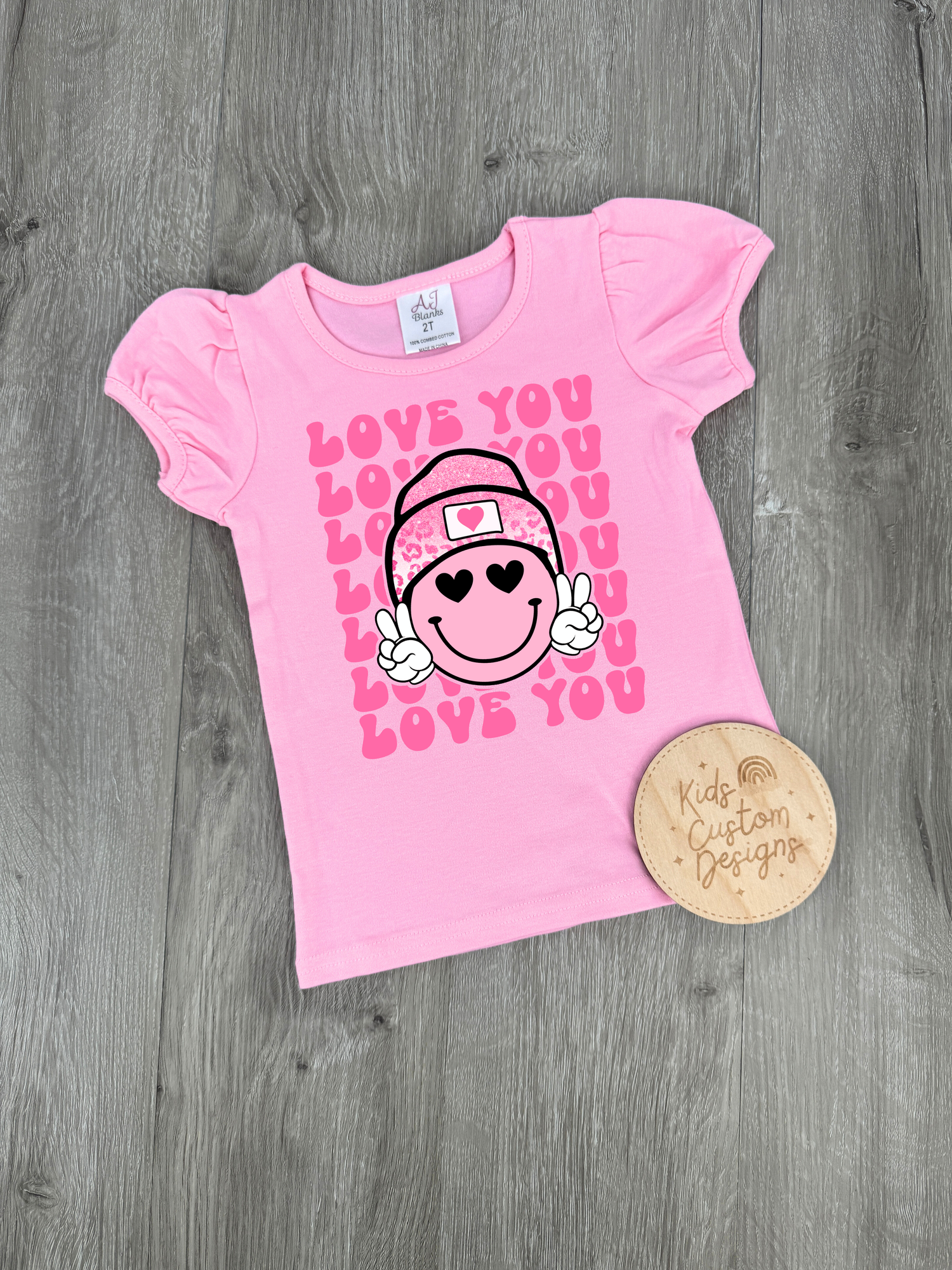 KIDS Pink Love you smile Valentine DTF TRANSFER