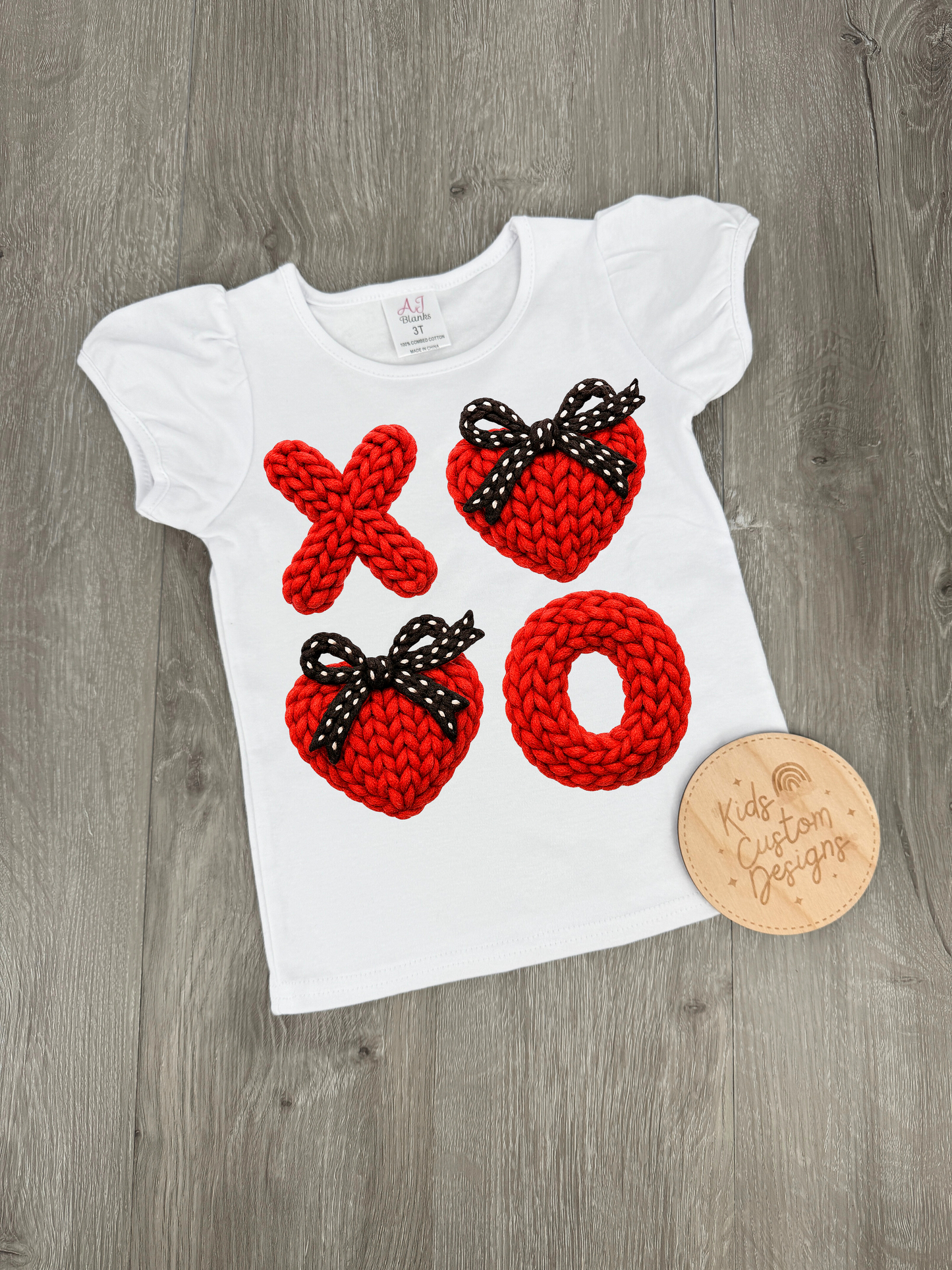 KIDS XOXO Red Yarn Hearts Valentine DTF TRANSFER
