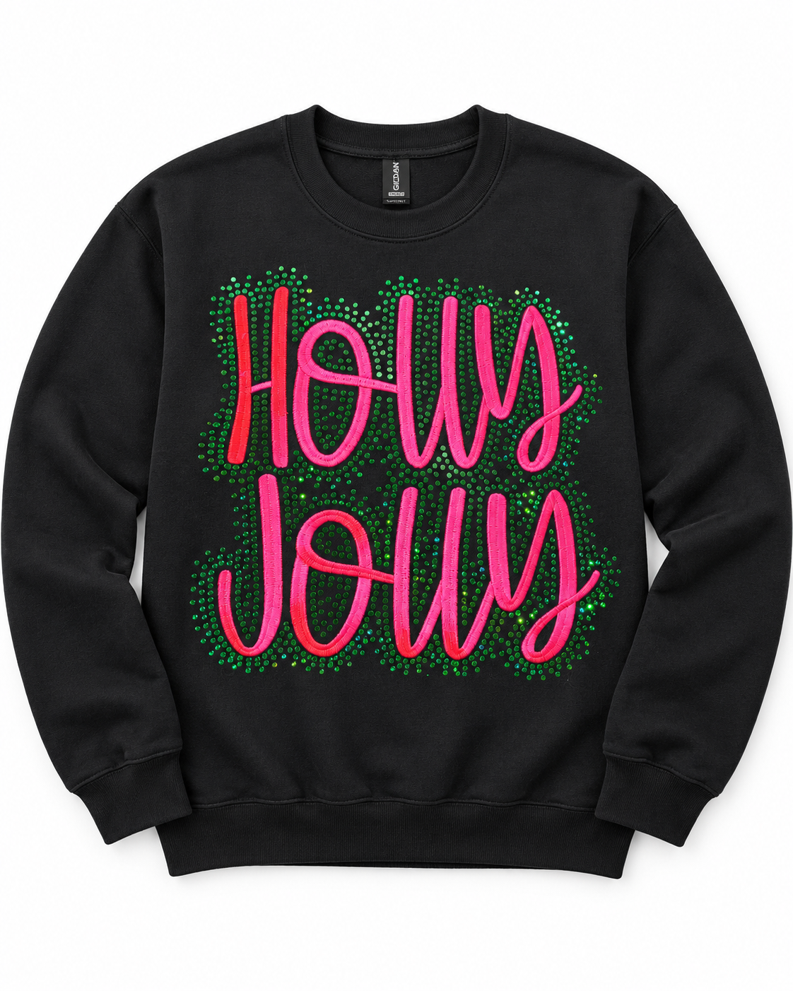 Holly Jolly Bling and Embroidered sweatshirt