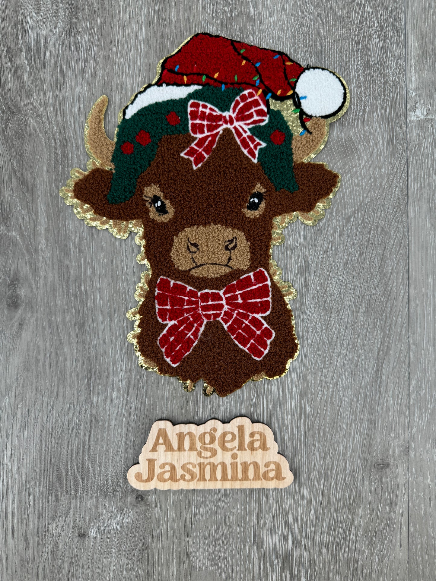 Christmas Cow Chenille Patch
