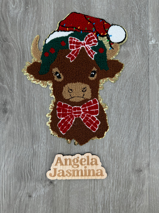 Christmas Cow Chenille Patch