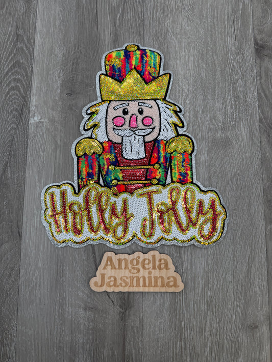 Holly Jolly Nutcracker Sequins Patch