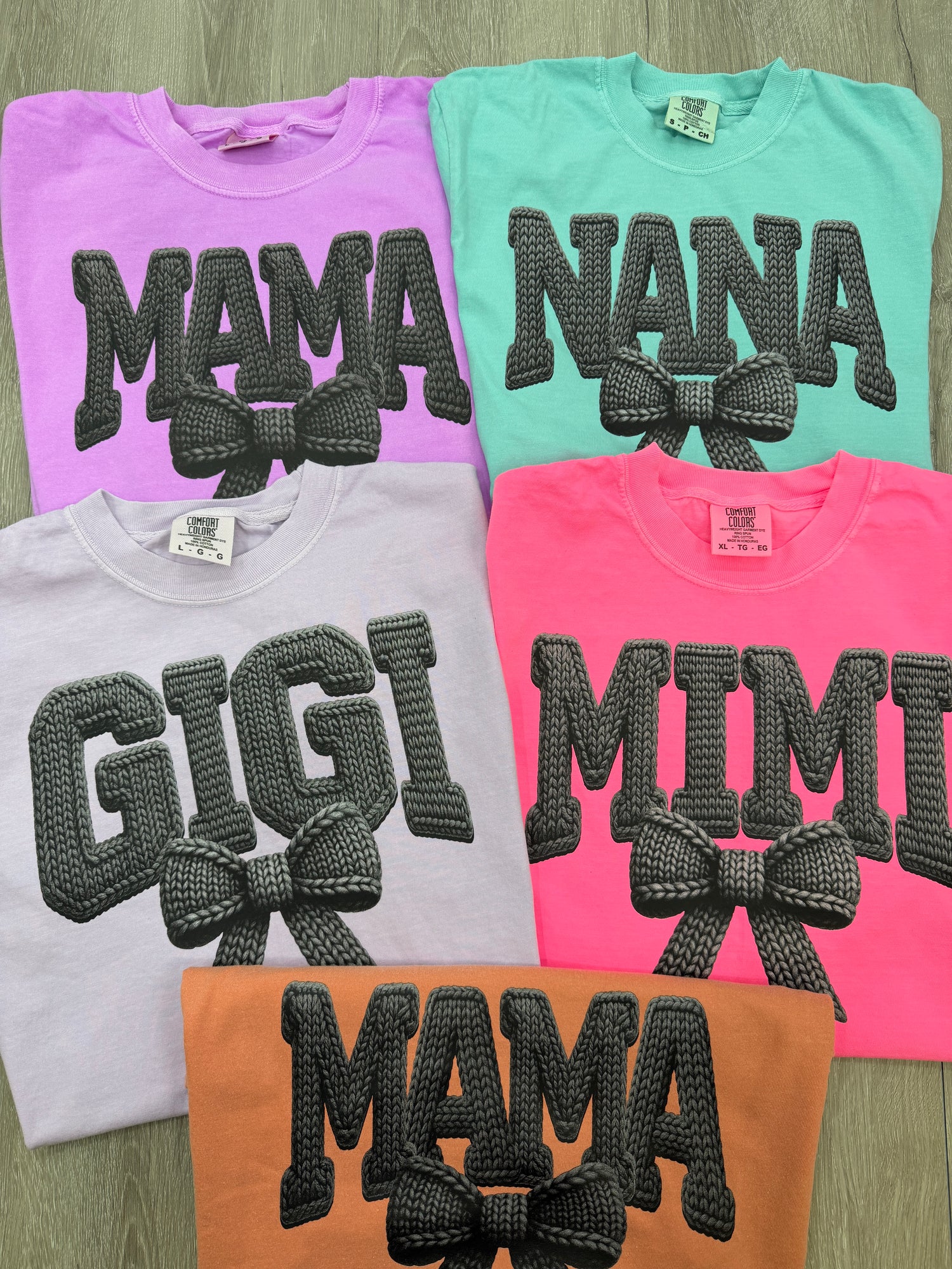 NANA Faux Yarn Bow Comfort Colors Shirt