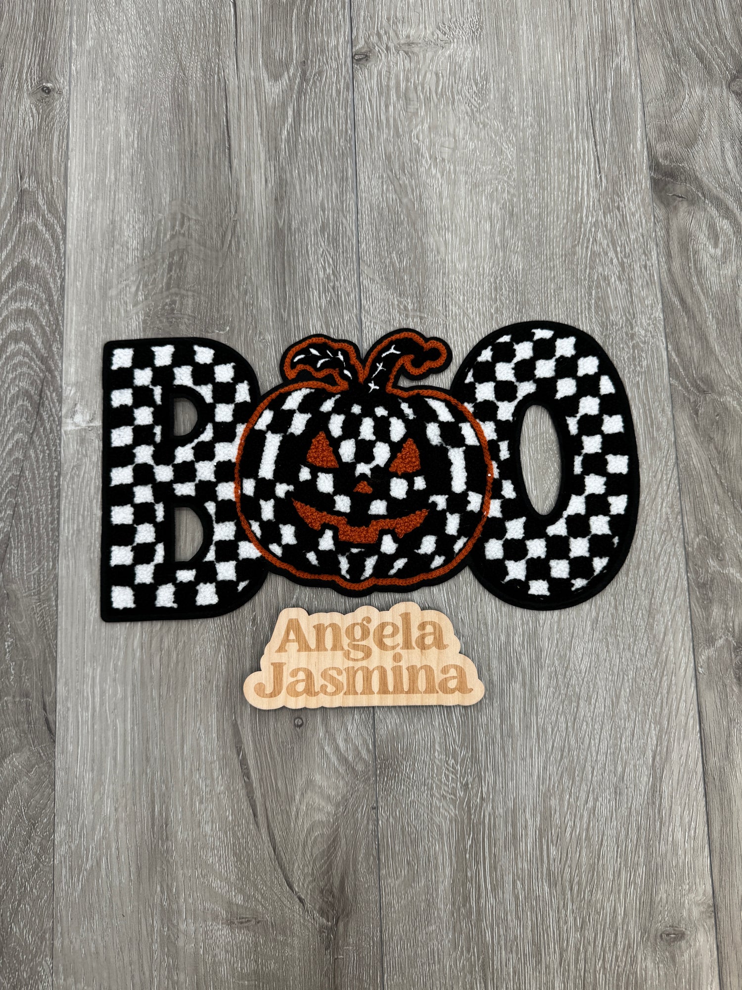 Boo Checkered Chenille Patch