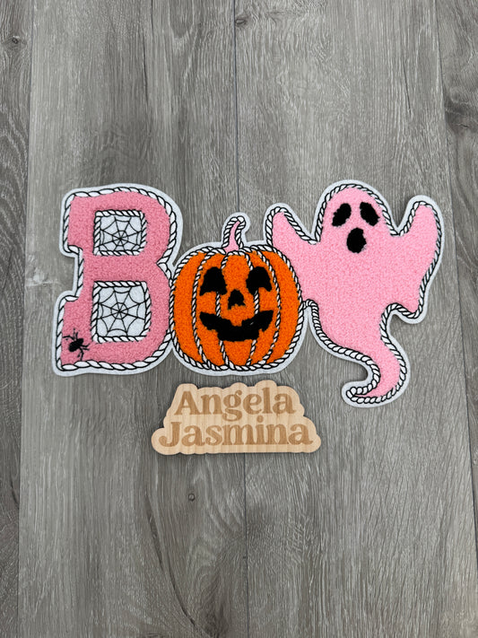 Boo Pumpkin Ghost Chenille Patch