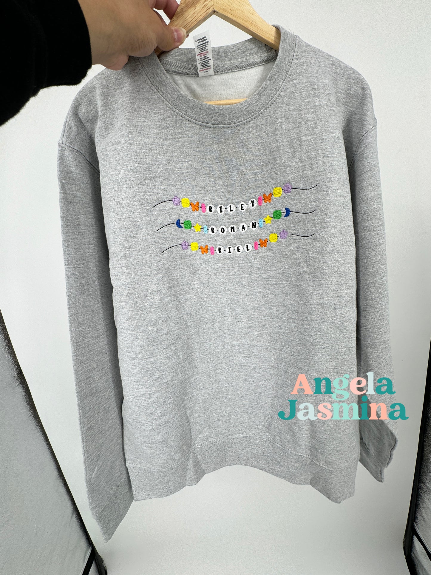 Custom Kids Name Bracelet Embroidered Sweatshirt