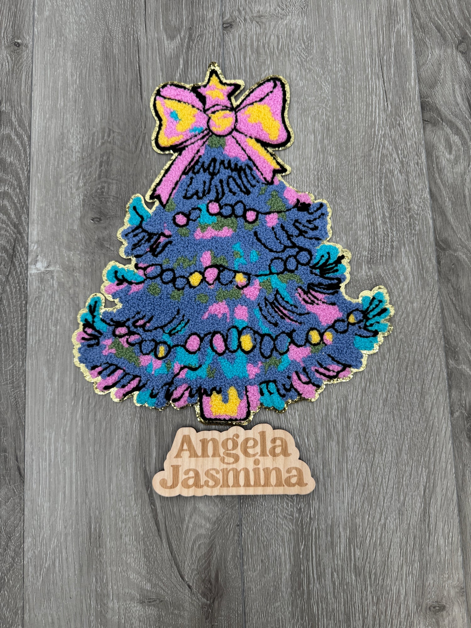 Colorful Christmas Tree Chenille Patch