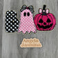 Pink Checkered Boo Pumpkin Ghost Chenille Patch