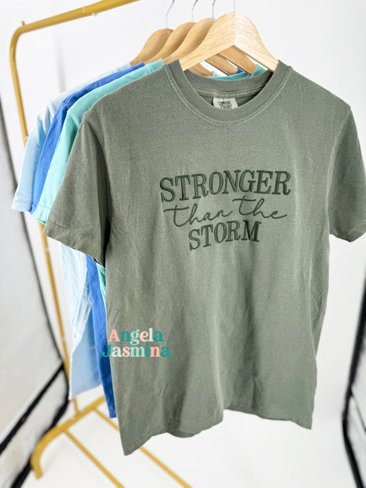 Moss Stronger Than The Storm ™   Embroidered Short Sleeve Tee
