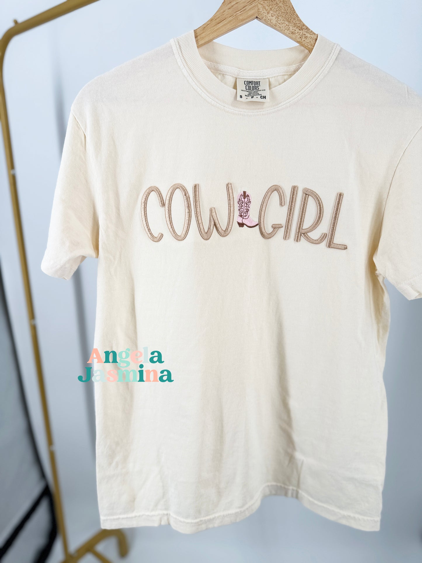 Cow Girl Embroidered Puff Comfort Colors Tee