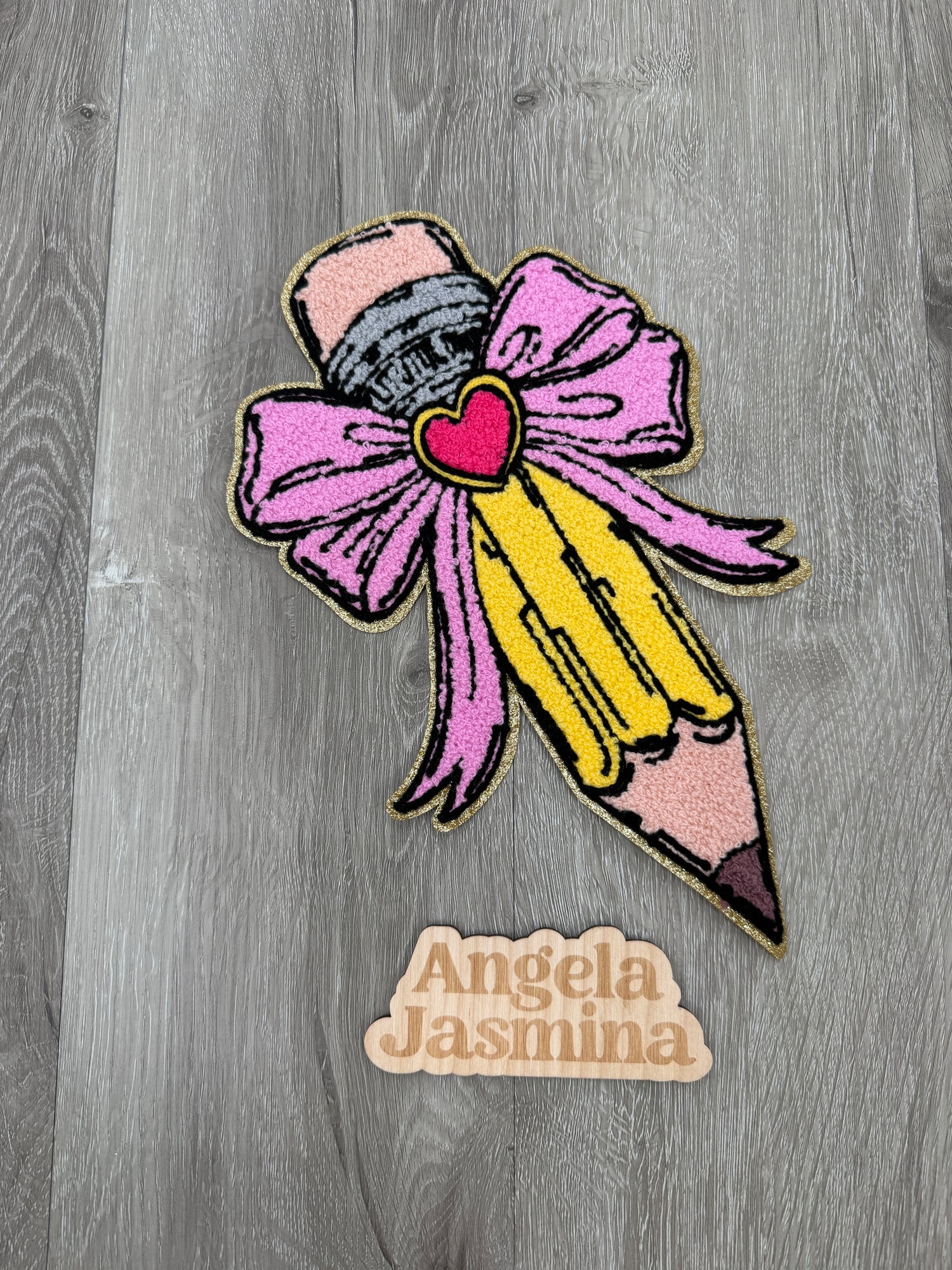 Pencil Bow Chenille Patch