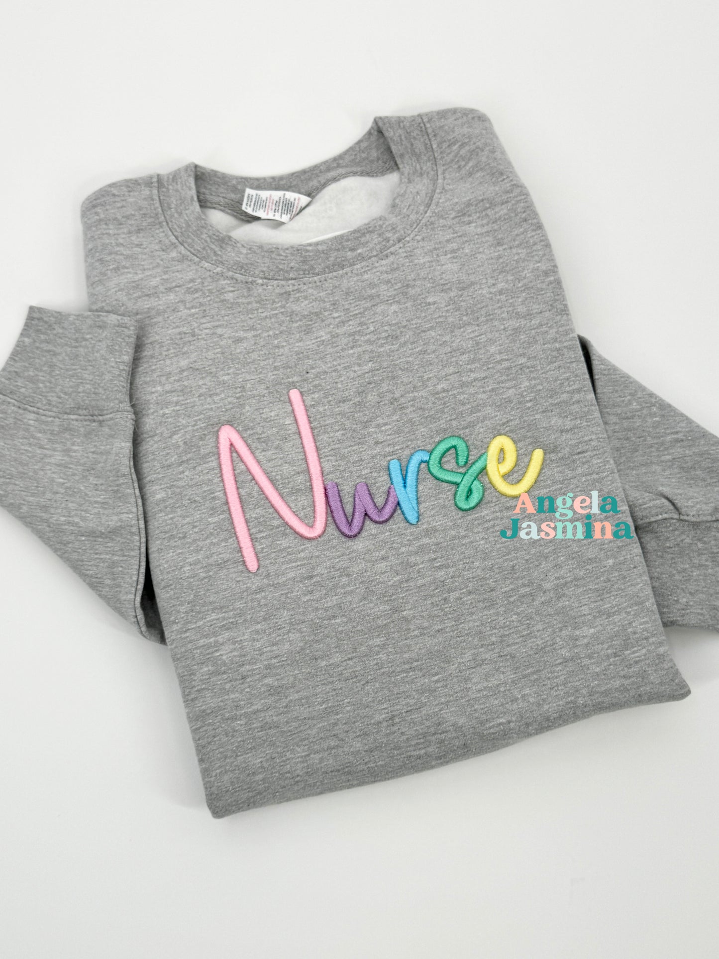 Nurse Embroidered 3d Puff Sweatshirt