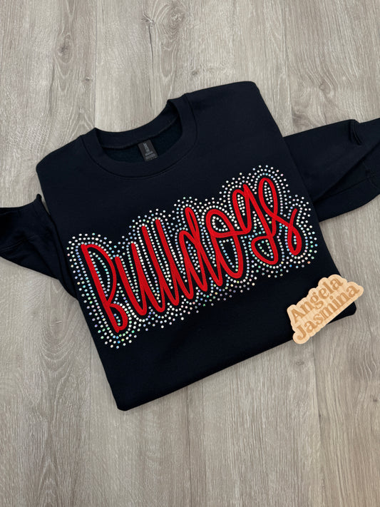 Custom Bulldogs  Embroidered & Bling Sweatshirt