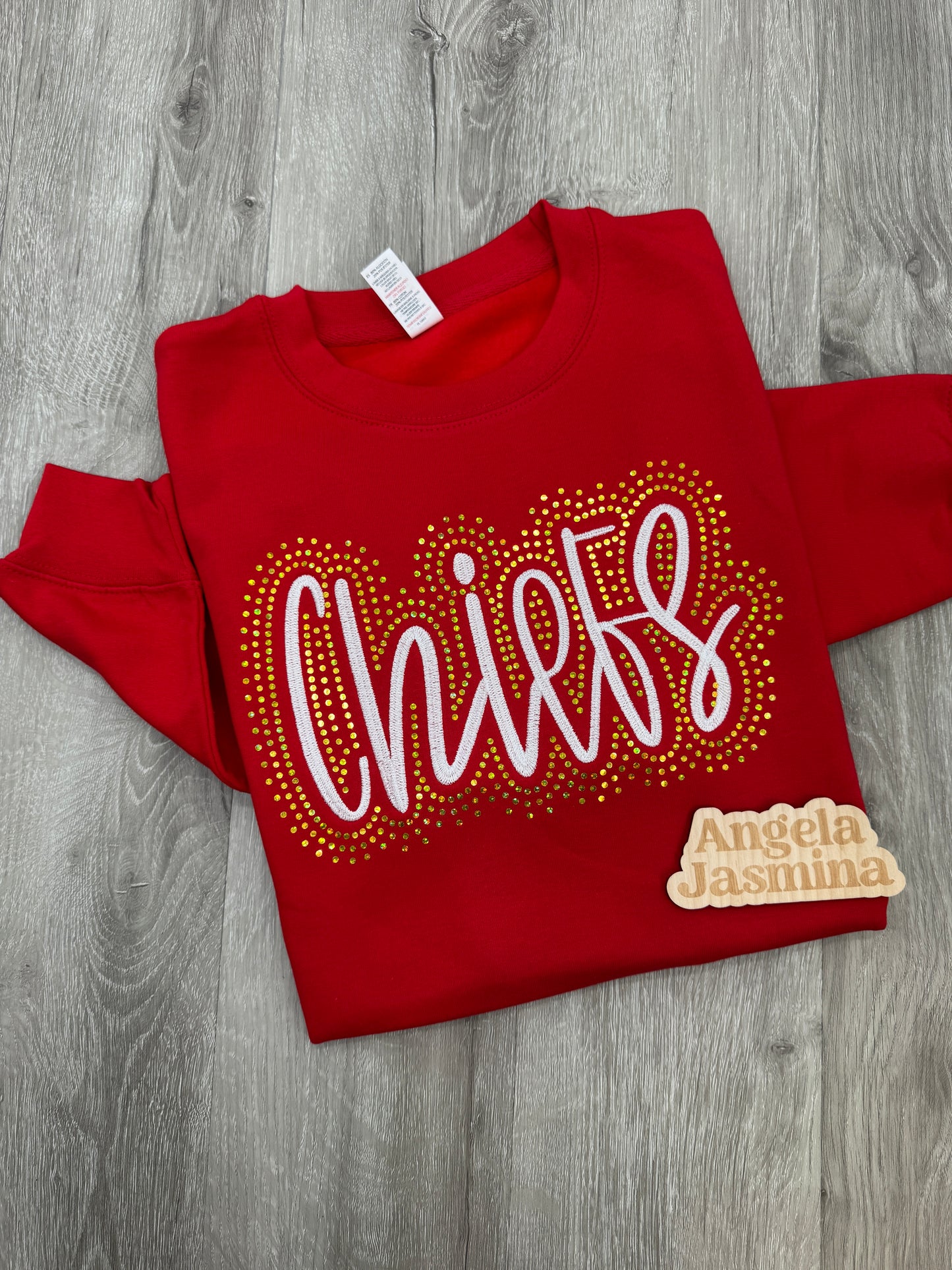 Custom Chiefs Embroidered & Bling Sweatshirt