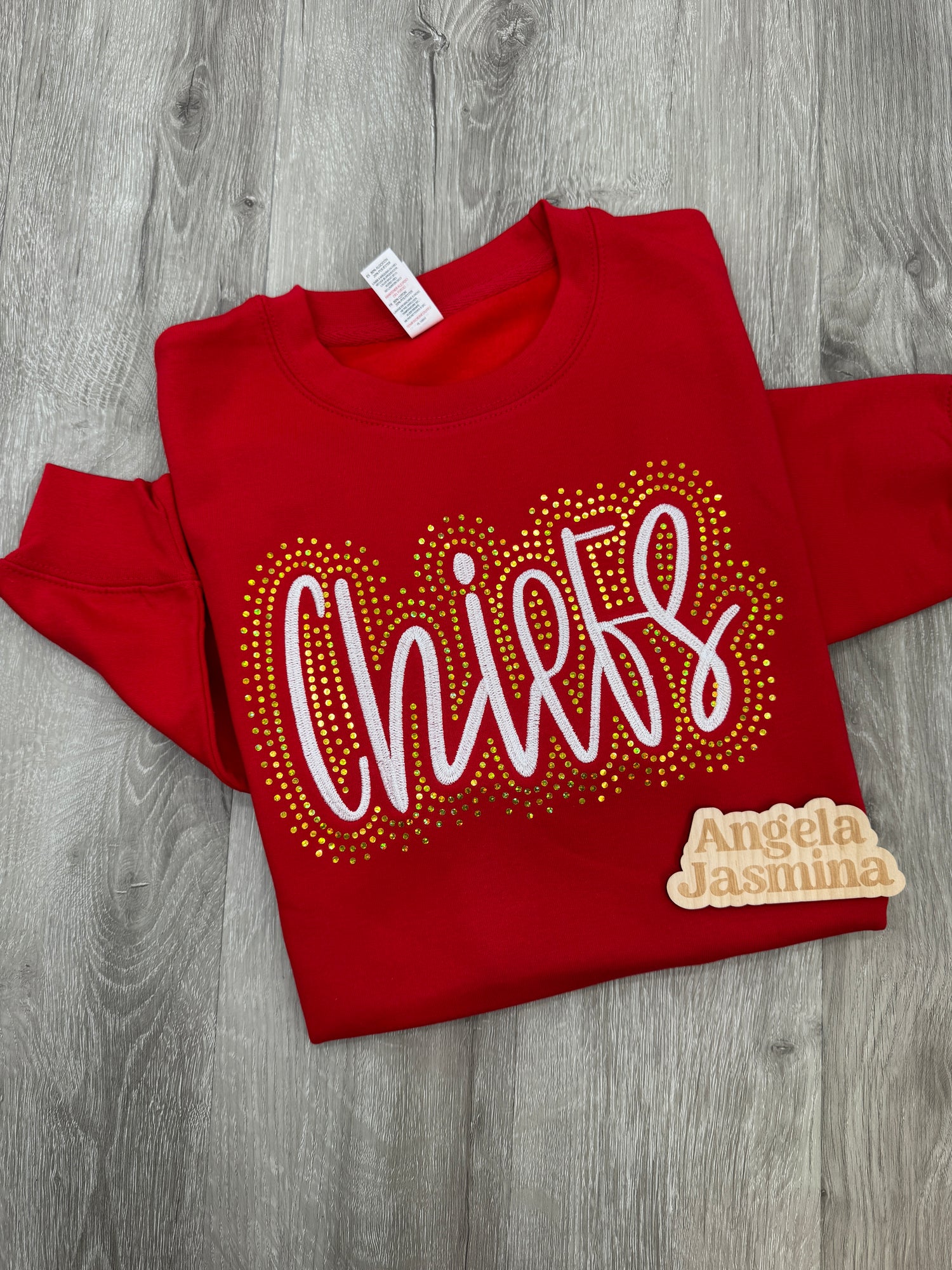 Custom Chiefs Embroidered & Bling Sweatshirt