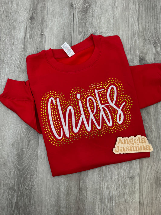 Custom Chiefs Embroidered & Bling Sweatshirt