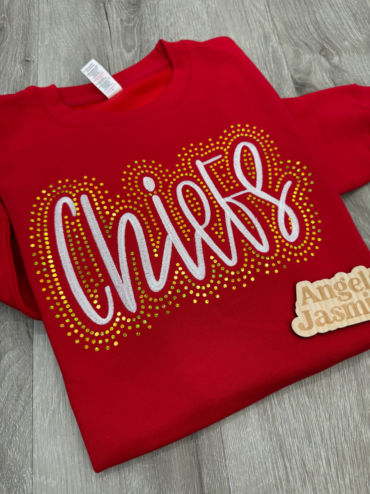 Custom Chiefs Embroidered & Bling Sweatshirt